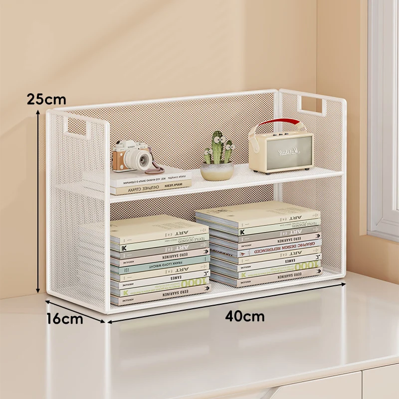 Perforiertes Metall Zwei-Ebenen Schreibtisch-Organizer-Regal mit integrierten Tragegriffen