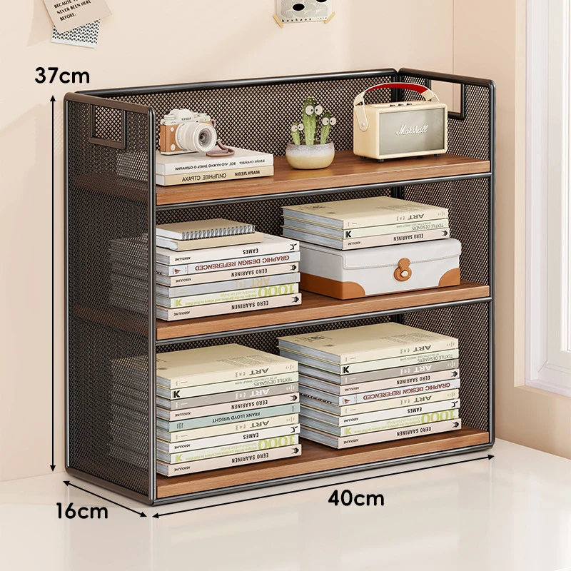 Perforiertes Metall Zwei-Ebenen Schreibtisch-Organizer-Regal mit integrierten Tragegriffen