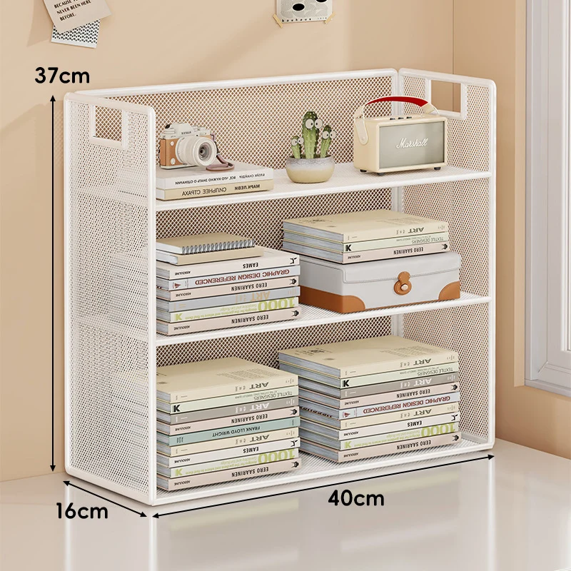 Perforiertes Metall Zwei-Ebenen Schreibtisch-Organizer-Regal mit integrierten Tragegriffen