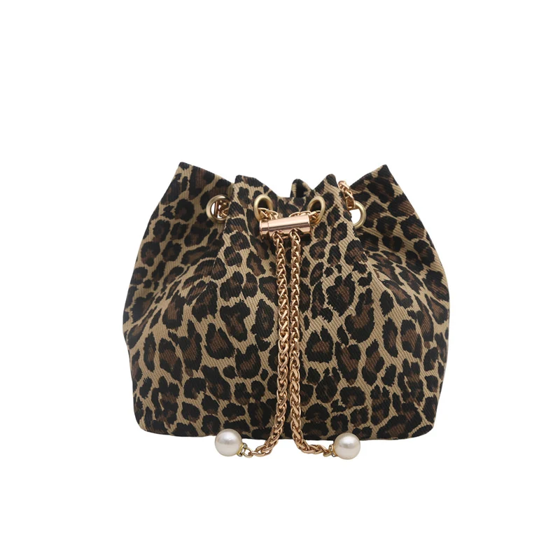 Stylische Leopardenmuster-Bucket-Handtasche