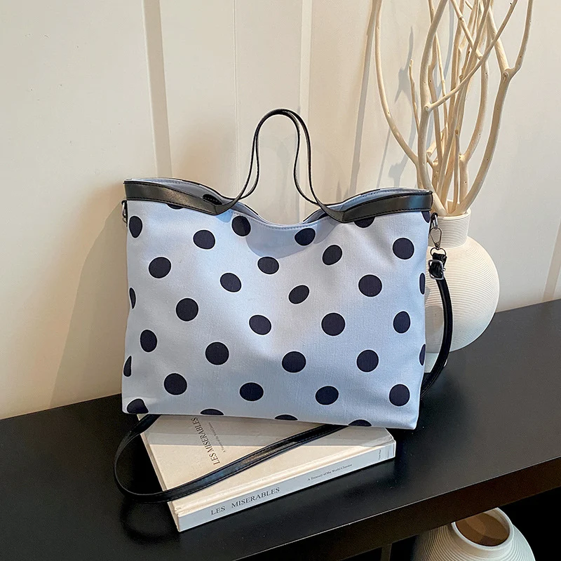 Punktedruck-Canvas-Shopper-Tasche