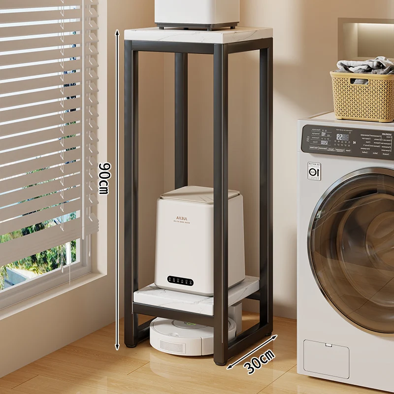 Schmaler zweistufiger Metallappliance-Ständer mit Faux-Marmor-Regalen