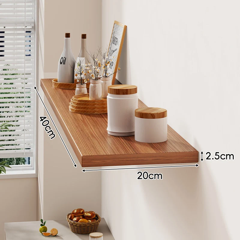 Schwebendes Wandregal aus massivem Holz mit verdeckten Halterungen und schlankem Profil