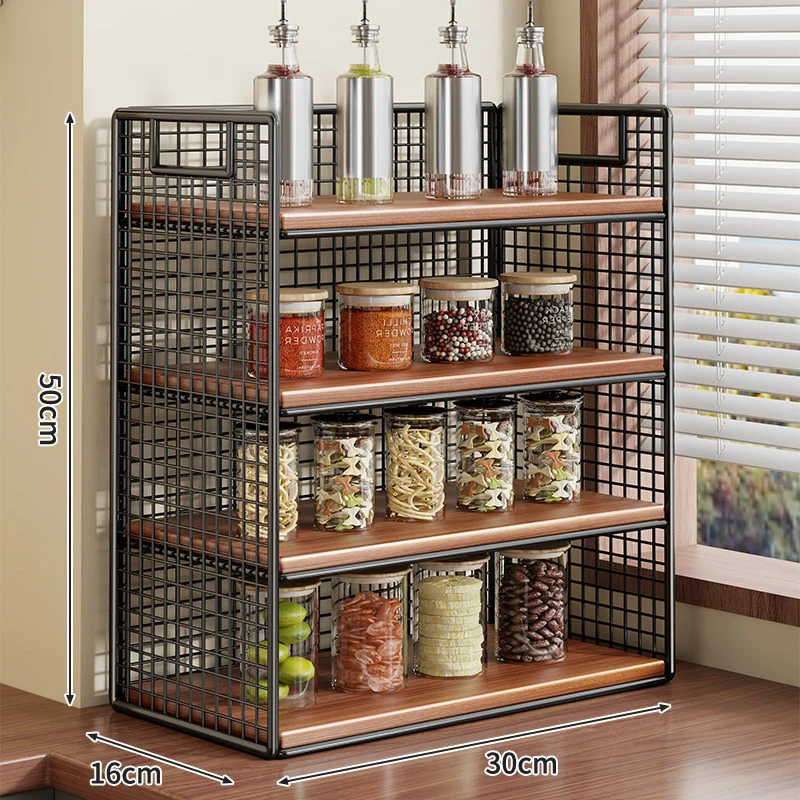 Kompakter zweistufiger Metallgitter-Theken-Gewürz- und Vorratsglas-Organizer