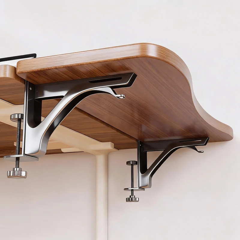 Clamp-On Verstellbares Holz Schreibtisch Seitenregal Erweiterung mit Klapphalterung