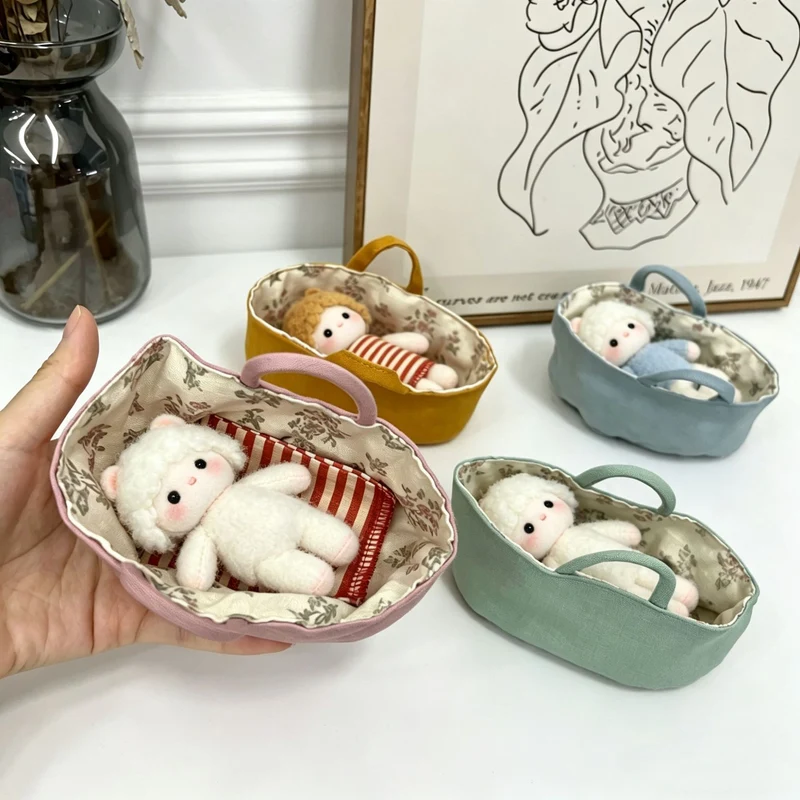 Kleine Leinen-Kosmetiktasche mit floralem Baumwollfutter