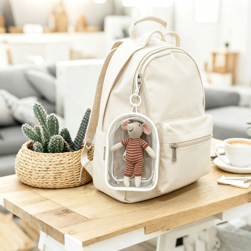 Klarer PVC Mini-Handtasche mit abnehmbarem Karabinerclip