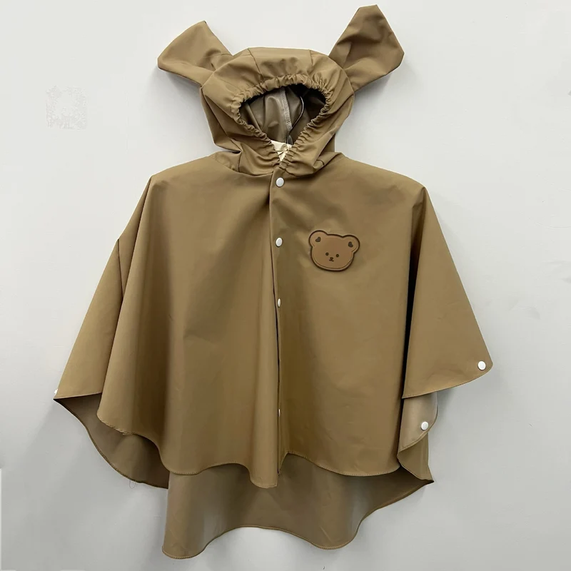 Wasserdichter Kinder Regenponcho mit Kapuze und Hasenohr-Design mit Druckknopfverschluss