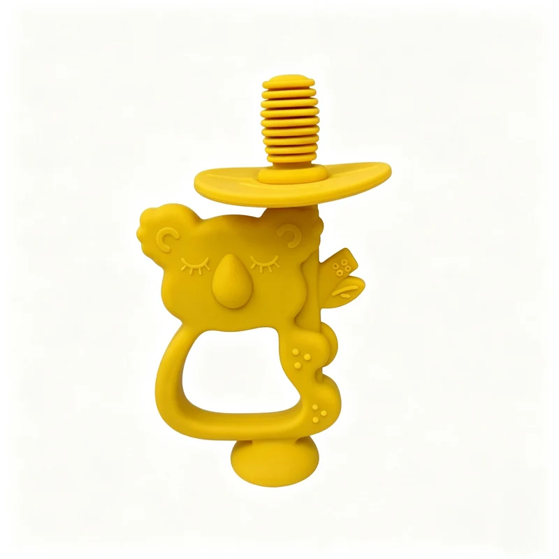 Silikon Koala Beißring Schnuller mit ergonomischem Griff und Sicherheits-Schraubanschluss