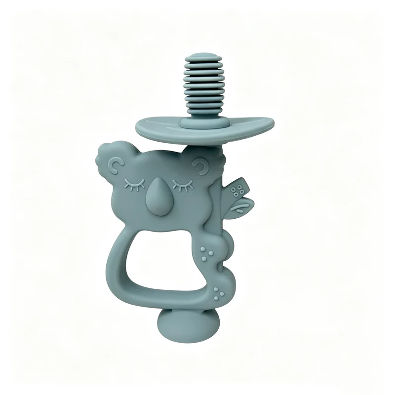 Silikon Koala Beißring Schnuller mit ergonomischem Griff und Sicherheits-Schraubanschluss