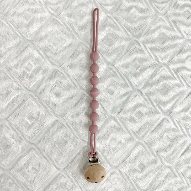 Silikonperlen Schnullerkette mit Holz-Sicherheitsclip