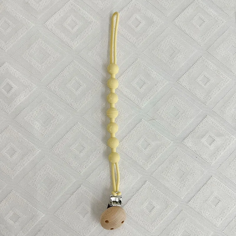 Silikonperlen Schnullerkette mit Holz-Sicherheitsclip