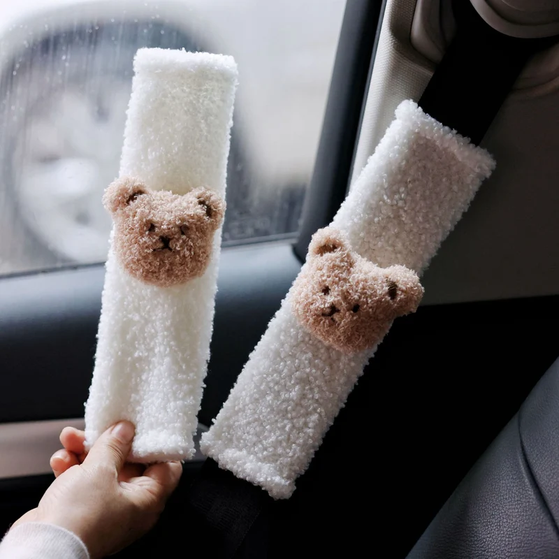 Plüsch Sicherheitsgurt Schulterpolsterabdeckung mit niedlicher Teddyapplikation