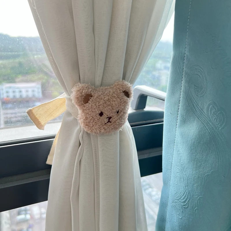 Plüsch Bären Gardinenband mit elastischer Schlaufe und weichem Teddygesicht