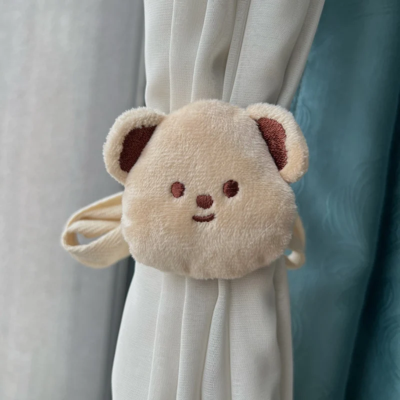 Plüsch Bären Gardinenband mit elastischer Schlaufe und weichem Teddygesicht