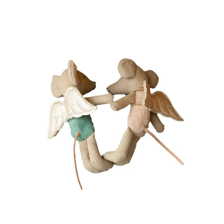 Handgefertigte Baumwolle Maus Puppe mit gehäkeltem Blumenkleid