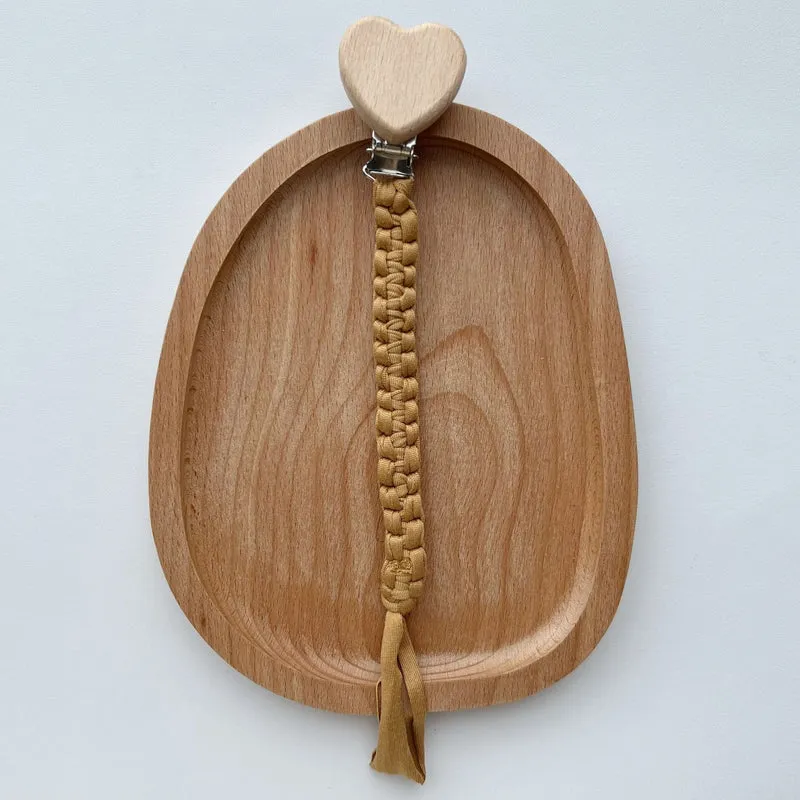 Geflochtener Baumwolle Schnullerleine mit Holzstern Sicherheitsklammer