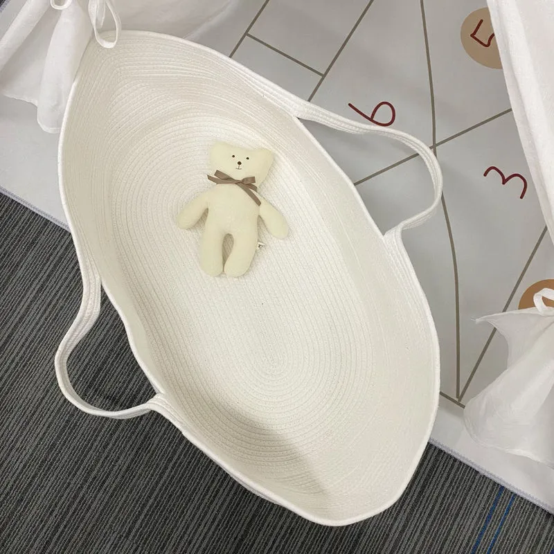 Große gestepptes Baumwollseil-Aufbewahrungskorb mit Tragegriffen