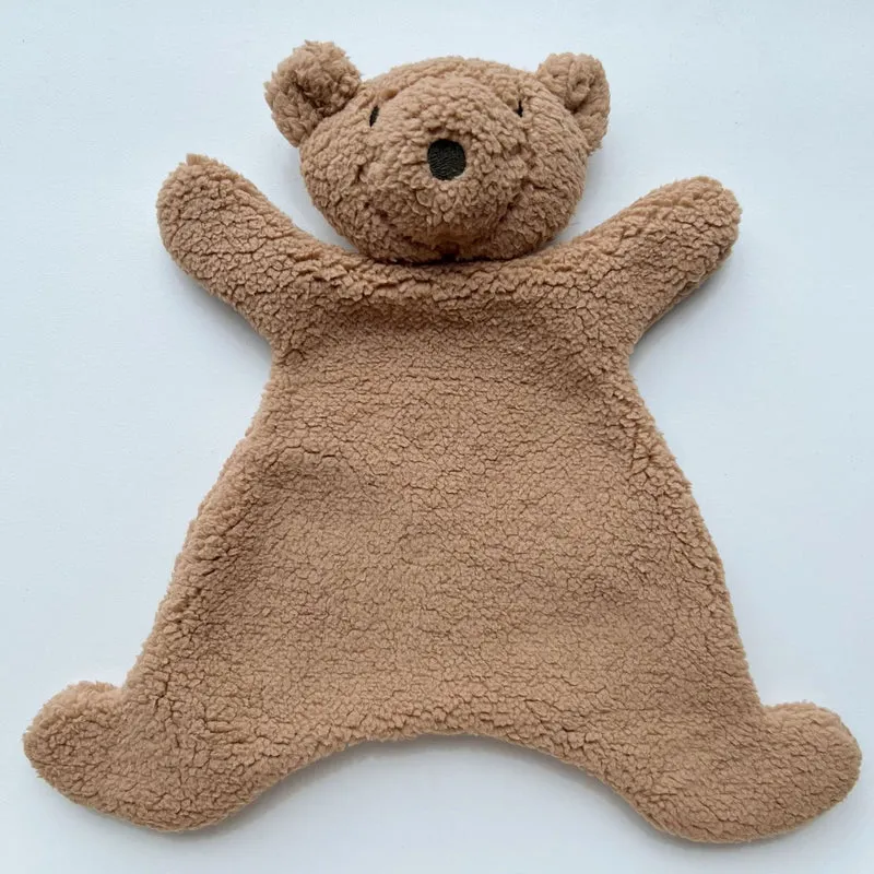 Handgefertigte Bio-Baumwolle Hasenpuppe mit Leinenjacke und karierten Shorts