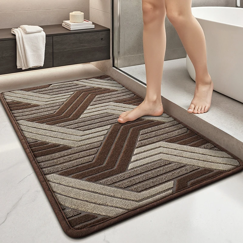 Strukturierter geometrischer Musterteppich für das Bad