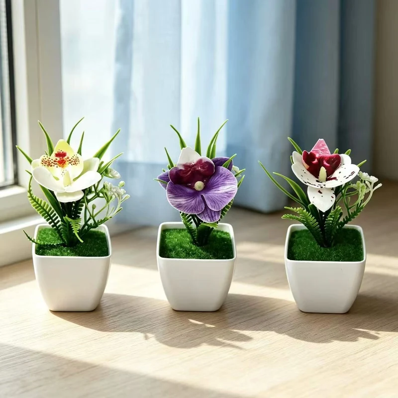 Kleine Topfpflanze Künstliche Orchideenarrangement