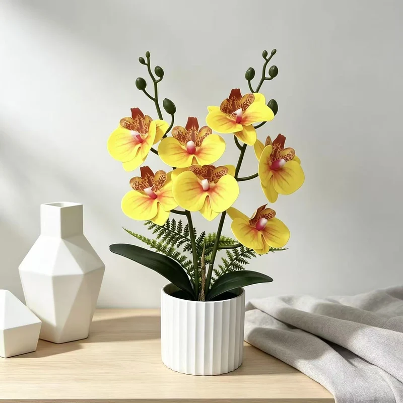 Realistische Orchideenpflanzenanordnung