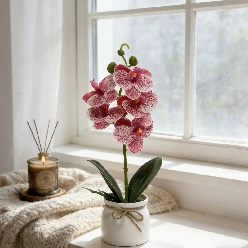 Lebensechte Orchideenpflanzenanordnung für die Innendekoration
