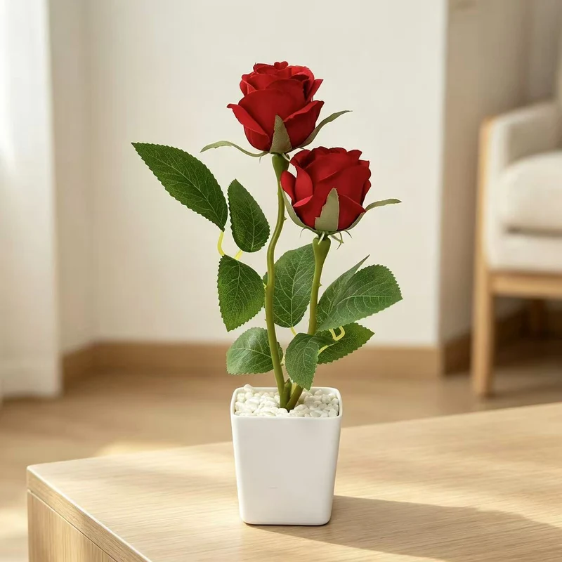 Lebensechte Doppel-Rosenanordnung für die Wohnkultur
