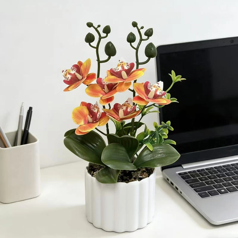 Lebensechte künstliche Orchideenpflanzenanordnung für die Wohnraumpräsentation