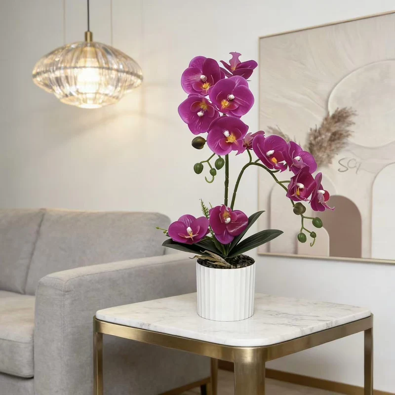Lifelike Künstliche Orchideenpflanzenarrangement für die Heimdekoration
