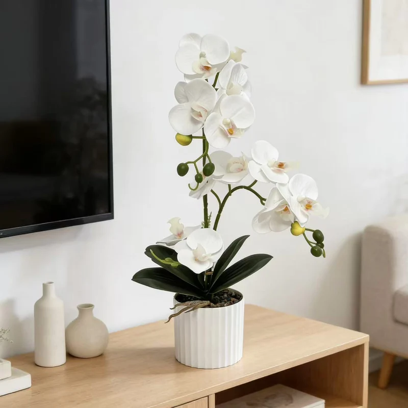 Lifelike Künstliche Orchideenpflanzenarrangement für die Heimdekoration