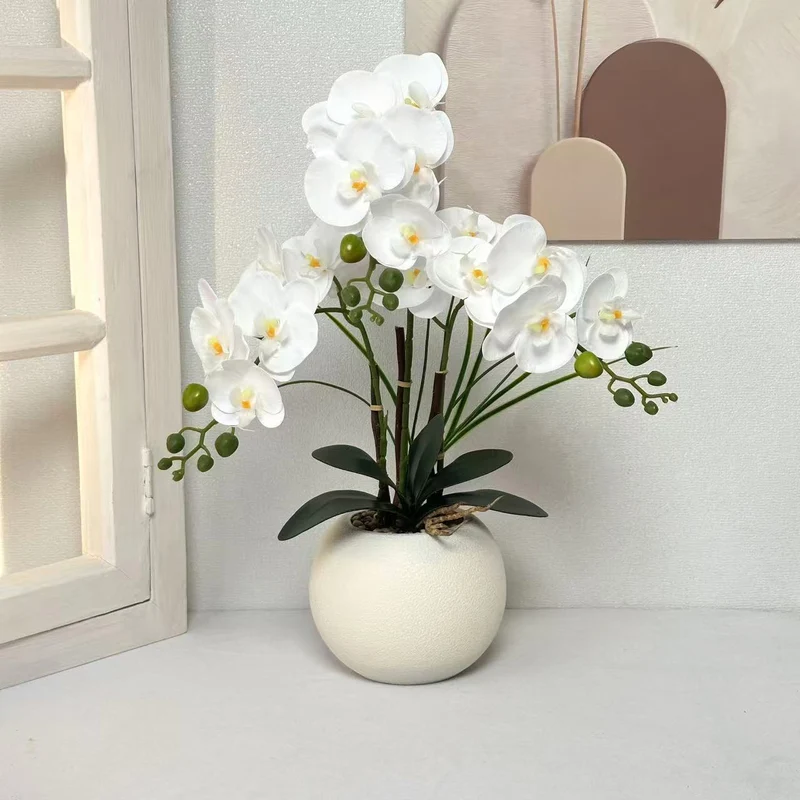 Elegante künstliche Orchideenpflanzenarrangement für die Wohnkultur