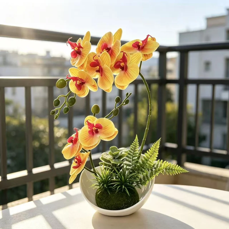 Elegante künstliche Orchideen-Blumenanzeige