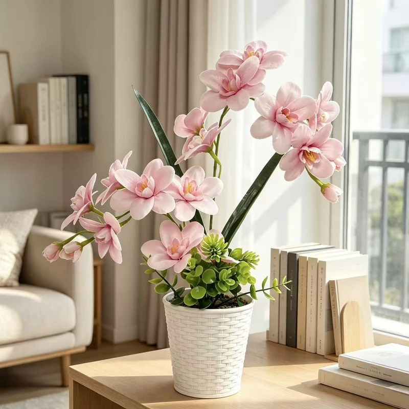 Künstliche Orchideenpflanzenanordnung für die Innendekoration zuhause
