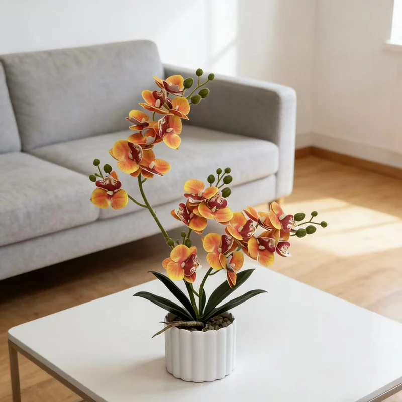Künstliches Orchideenblumenarrangement für Wohnkultur und Innendekoration