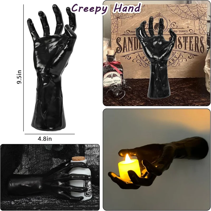 Wandkerzenhalter in realistisch geformter Hand aus Resin