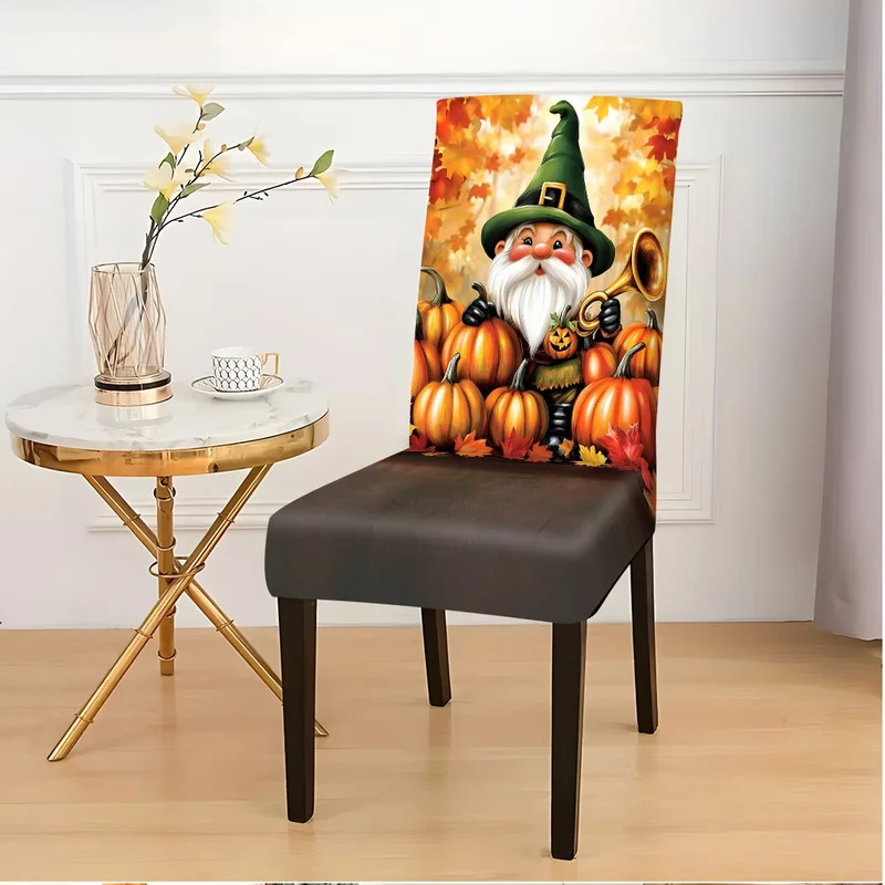 Stuhllehnenbezug mit elastischem Halloween-Zwerg- und Kürbismotiv