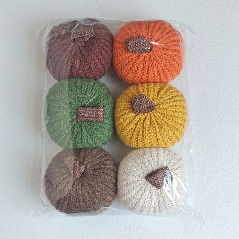 Strick-Deko-Kürbis-Set handgearbeitetes Herbst-Tischdekor