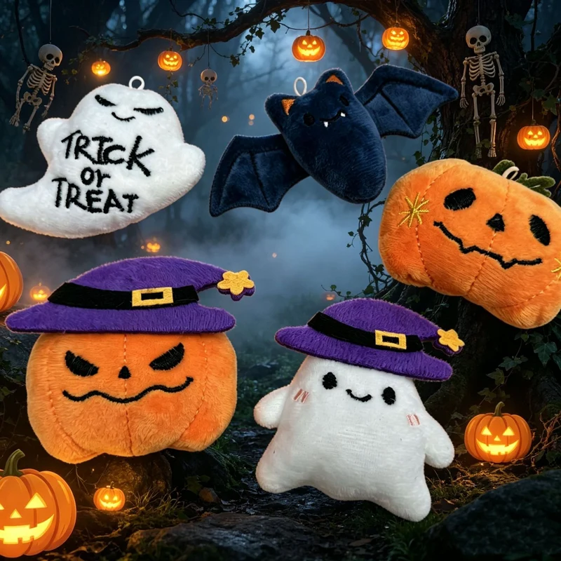 Niedlicher Halloween-Plüschgeist mit weichem Kuschelstoff und gesticktem Gesicht