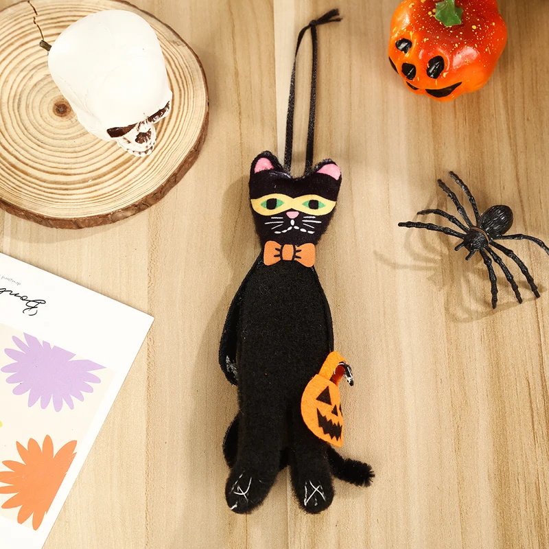 Niedlicher Halloween Kürbis Plüsch-Dekoanhänger mit Tüll