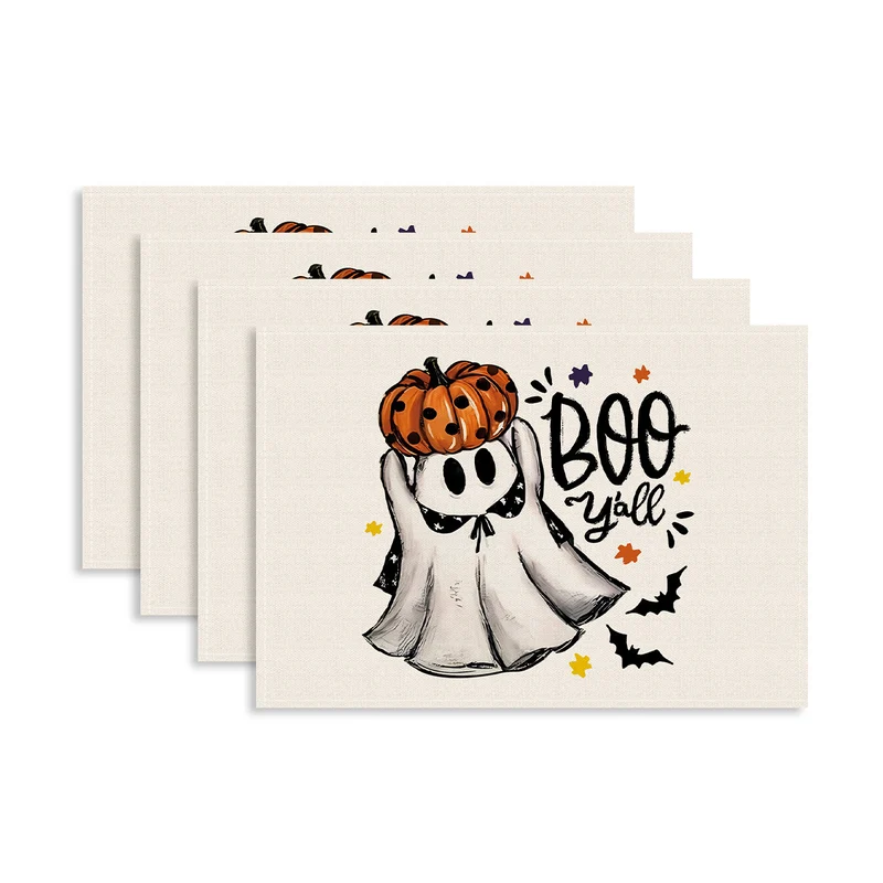 Mehrteiliges Halloween-Tischset aus abwischbarem Vinyl rutschfeste Platzdeckchen