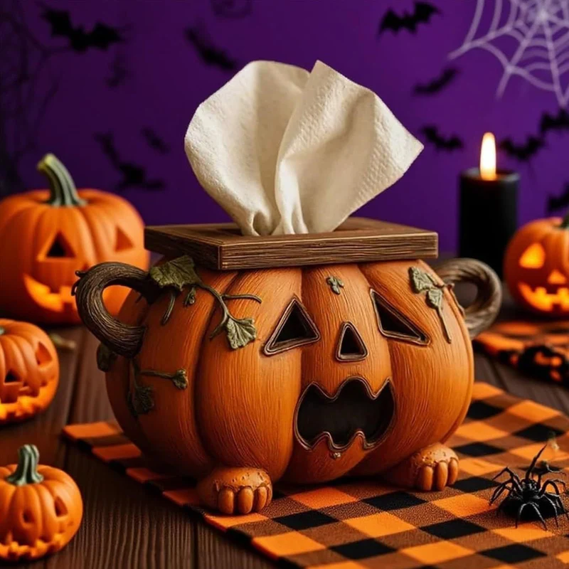 Keramik-Serviettenspender im Halloween-Kürbisdesign dekorative Taschentuchbox