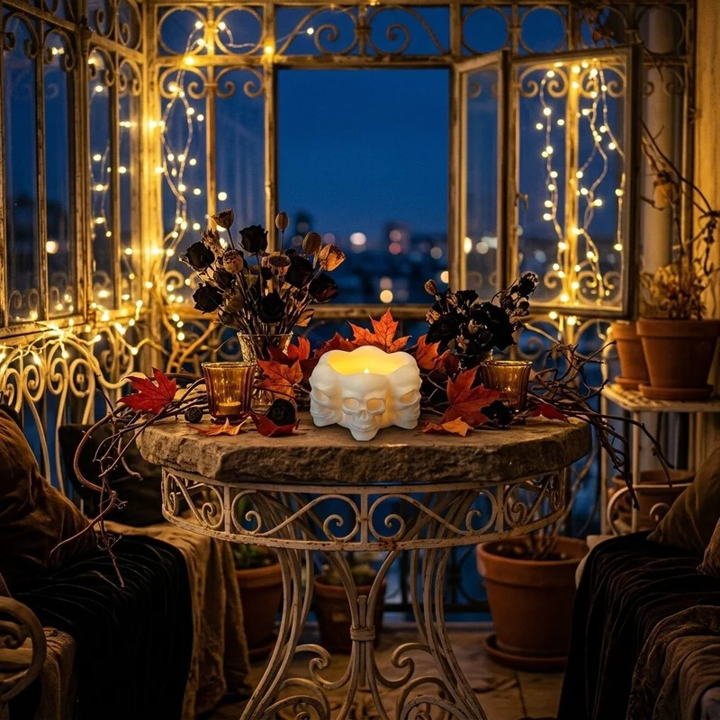 Keramik-Schädel-Planter mehrköpfige Blumenschale und Kerzenhalter für Halloween-Deko