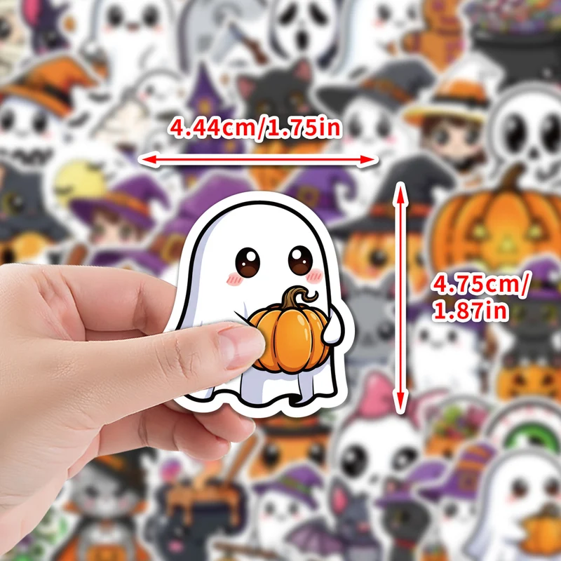 Kawaii Halloween Vinyl-Sticker-Set Wasserdichtes, abziehbares Aufkleberpack für Laptop, Scrapbooking und Geschenkdeko