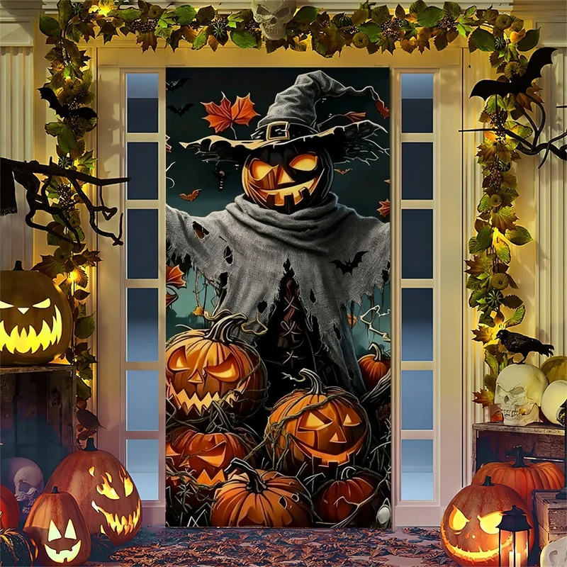 Halloween-Türposter mit großformatiger Grim-Reaper-Illustration und wiederverwendbarem PVC-Planenstoff
