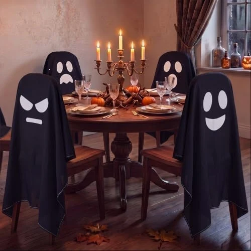 Halloween Stuhlhussen im Geister-Design für Esszimmer und Party