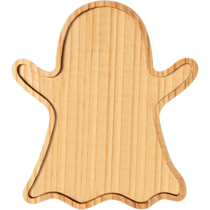 Halloween-Servierplatten aus Holz im Set mit Kürbis- und Geistform