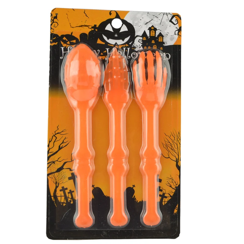 Halloween-Besteck-Set aus flexiblem Kunststoff mit Skeletthand-Design