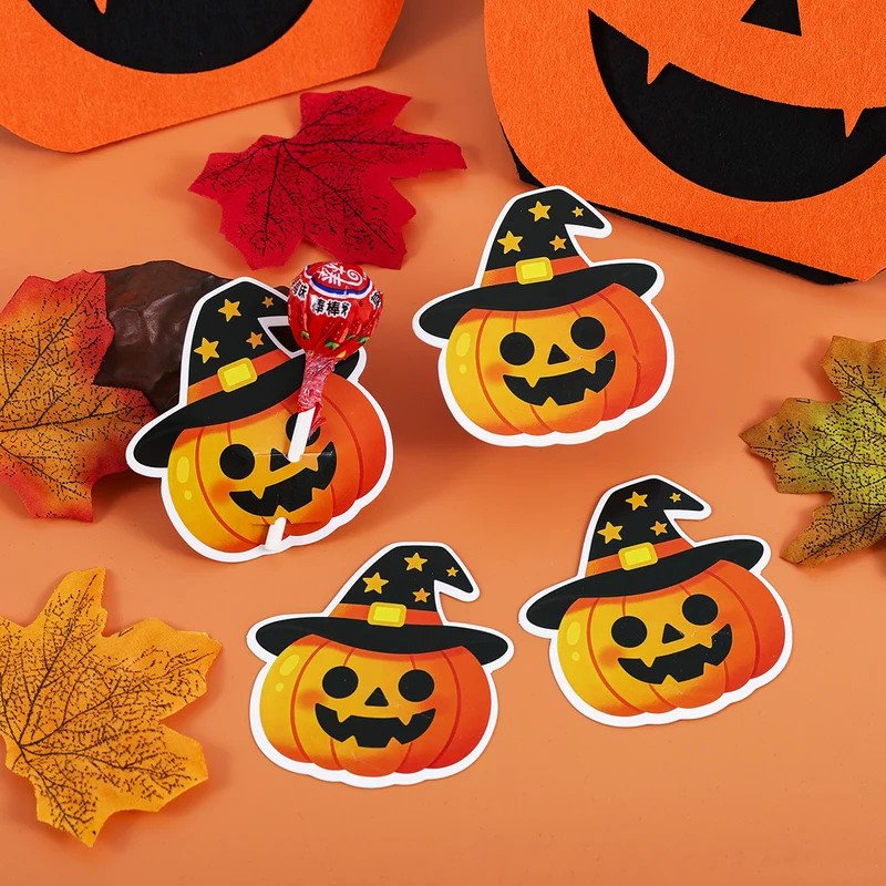 Halloween-Aufkleber Kürbis mit Hexenhut selbstklebend