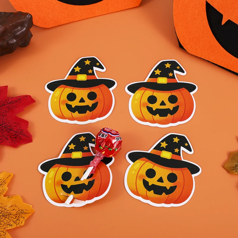 Halloween-Aufkleber Kürbis mit Hexenhut selbstklebend